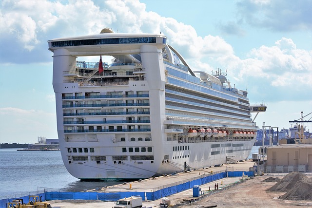 clean modern cruise ship at dock, symbolizing new beginnings in a dream